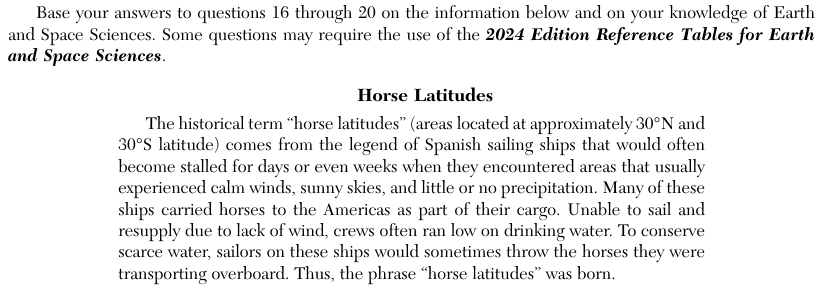 The passage says the Bermuda high pressure system forms in the horse latitude region of the North Atlantic Ocean, that air circulation around its margins is known as steering flow, and that it can influence a hurricane's storm track. Two maps of the western Atlantic (about 90 degrees west to 40 degrees west, 10 degrees north to 40 degrees north) are shown. Weaker Bermuda High: a small high (H) centered near 32 degrees north, 65 degrees west, and Hurricane 1 starting near 13 degrees north, 50 degrees west, with a curved storm track arrow that ends near the coast of the southeastern United States at about 34 degrees north. Stronger Bermuda High: a larger high centered near 30 degrees north, 66 degrees west, and Hurricane 2 starting near 14 degrees north, 48 degrees west, with a storm track arrow that ends near 26 degrees north, 88 degrees west. The four answer choices are tables with three columns: Steering Flow, Storm Track and Bermuda High. Table 1: farther south, then west; west, then north; clockwise and strong. Table 2: farther south, then west; east, then north; clockwise and weak. Table 3: farther north, then west; west, then north; counterclockwise and strong. Table 4: farther north, then west; east, then north; counterclockwise and weak.